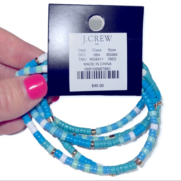 J. CREW Beaded Bracelets Set of 5 Turquoise Multi Color Beads Stackable Boho - Picture 5 of 7